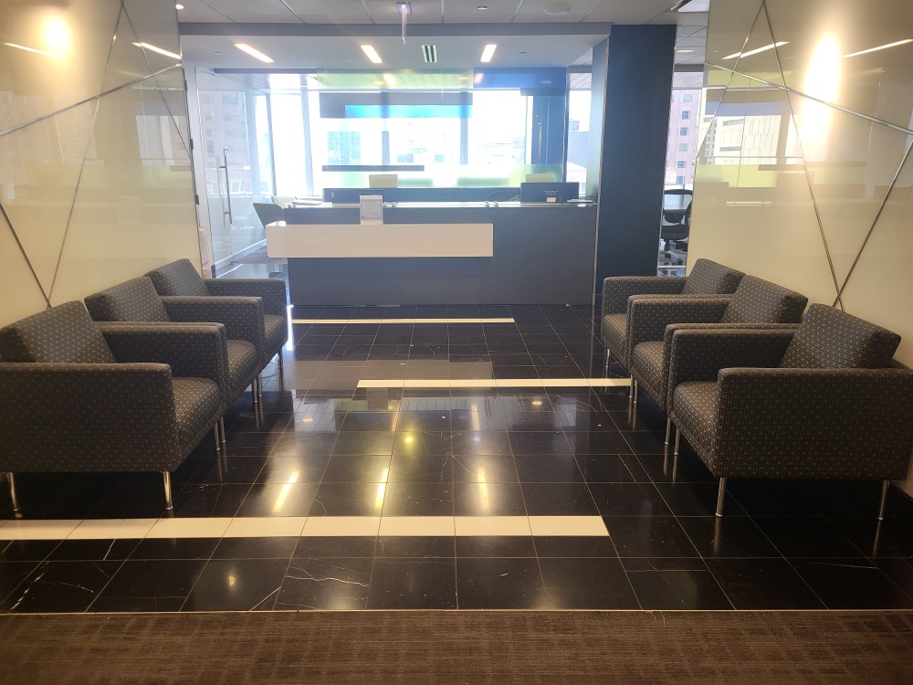 A photograph of 111 W. Jackson Blvd.'s 17th floor lobby.